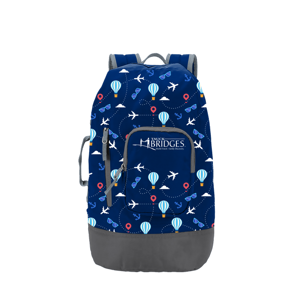 Custom Printed Backpack with Two Front Zippered Pockets
