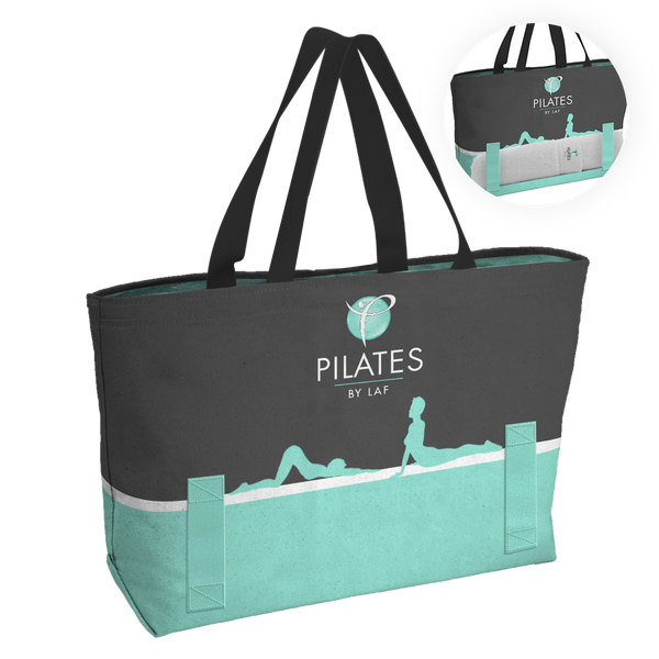 Custom Printed Canvas Tote with Towel Strap for Gym