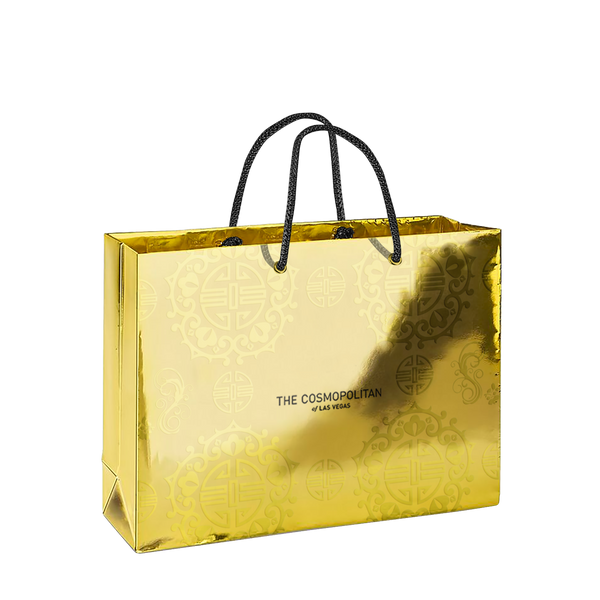 Custom Metallic Gold Paper Bags with Rope Handles