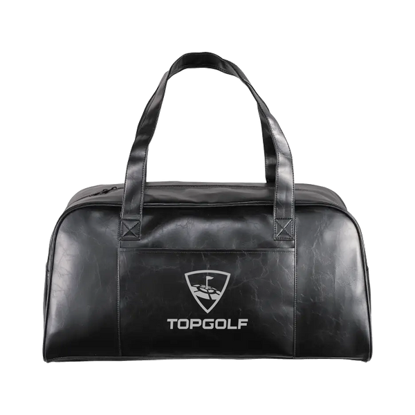 Custom Leather Black Duffle Bag with Front Insert Pocket
