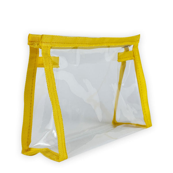 Custom Clear PVC Plastic Zipper Bag with Yellow Trim